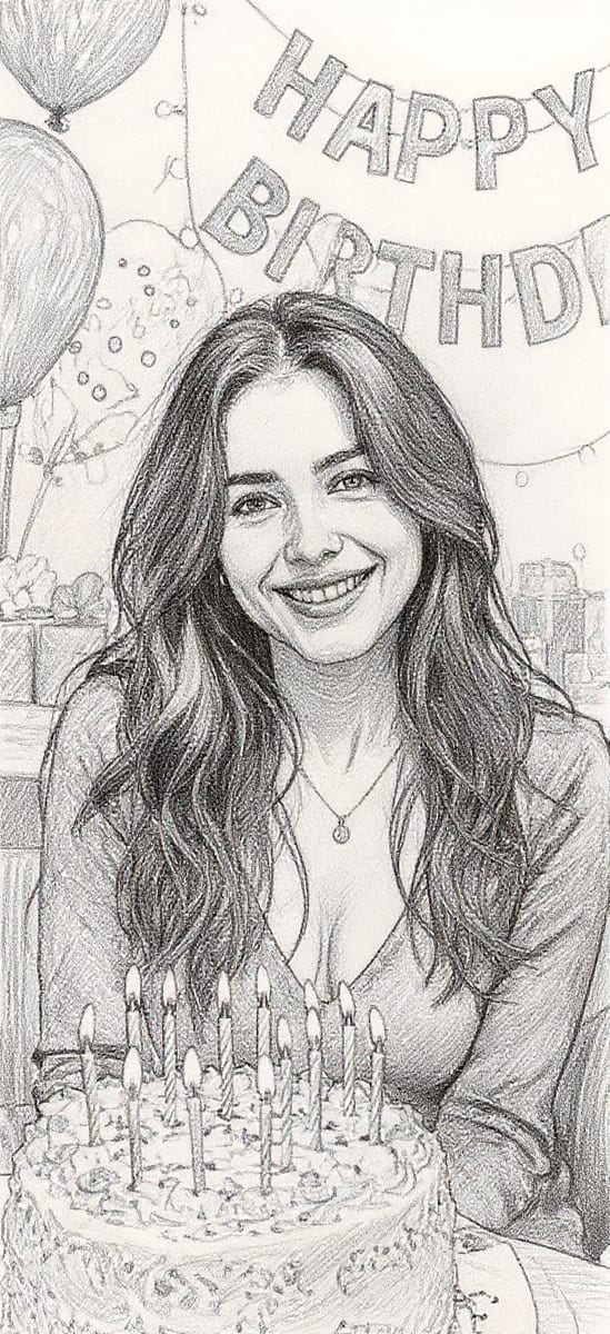 The same photo restyled in the Pencil Sketch AI style